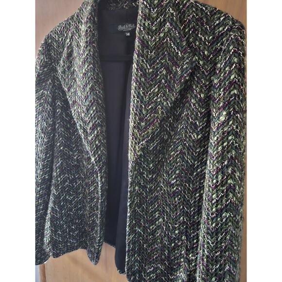 Vintage Peck & Peck Collection Herringbone Tweed Open Blazer Wom SIZE 14 Large - Picture 3 of 16